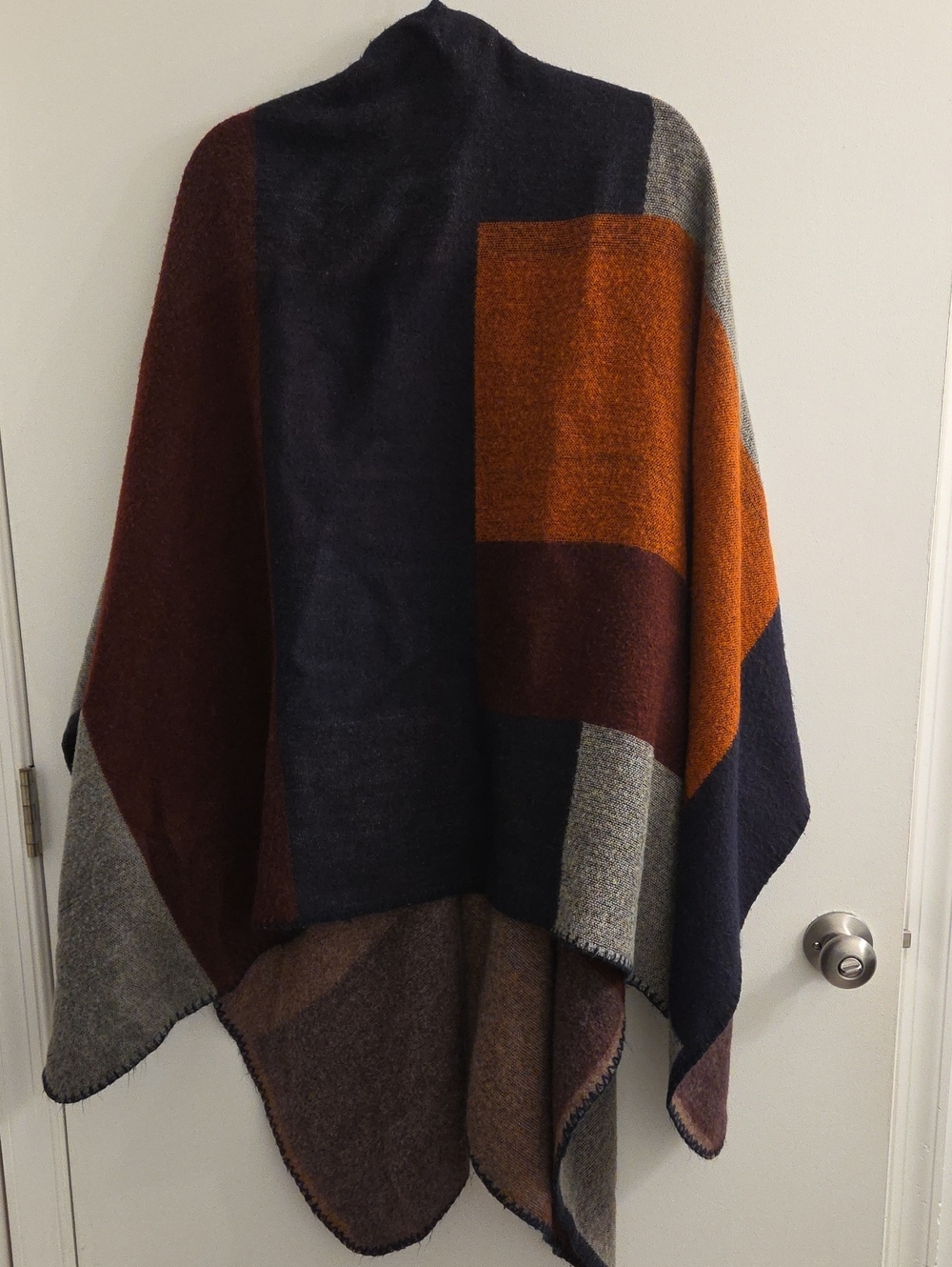 Colorblock Cape In Fall Colors - Picture 2 of 2
